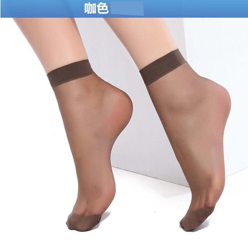 浪莎包芯丝短袜超薄透明防勾丝袜耐穿透气夏季肉色女袜子5双装