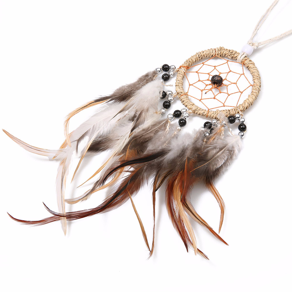 原装进口复古民族风捕梦网项链 精美羽毛礼物挂件 手工饰品批发