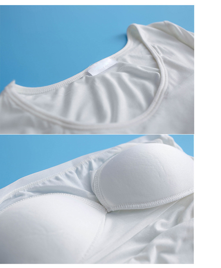 纯棉免文胸一体女式短袖bra-t带胸垫罩杯t恤衫2017夏新品厂家批发