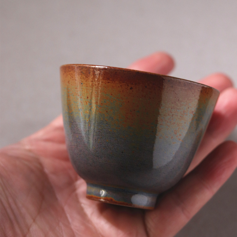 景德镇全手工高温窑变釉紫霞杯 细陶日式窑变中号陶瓷主人杯茶杯
