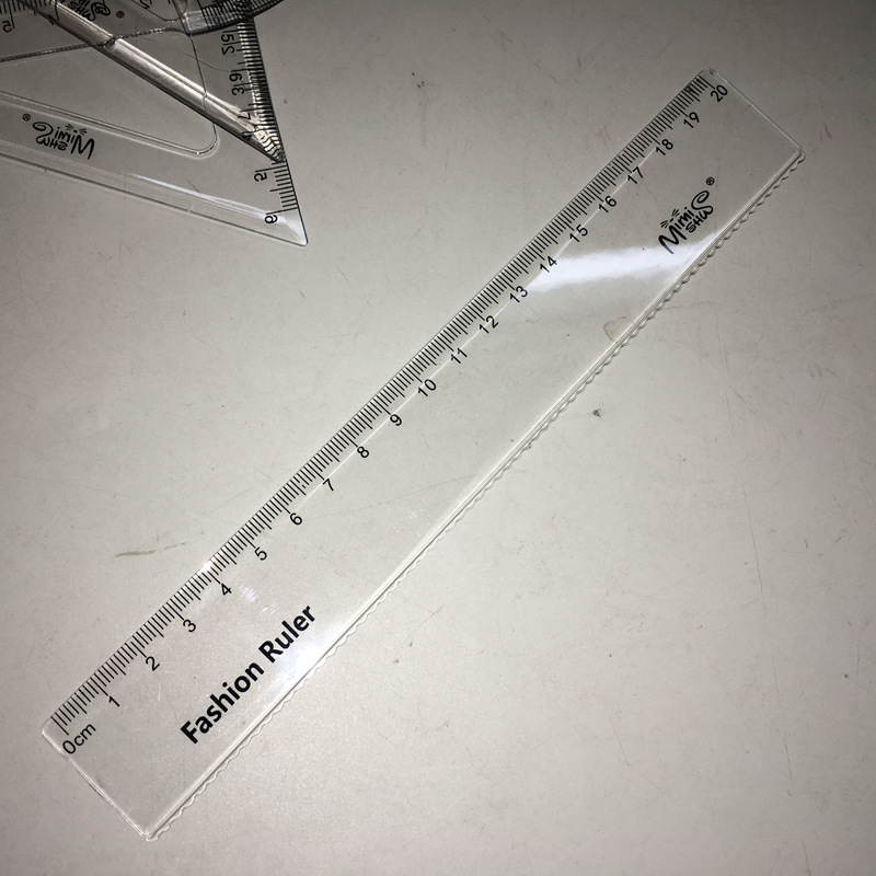 2元店超市热卖 办公学生文具用品 20cm塑料尺子4支组合 两元货源