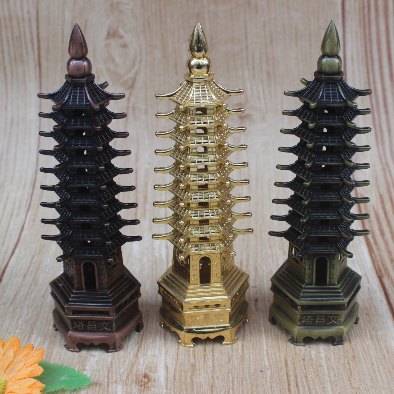 宝塔仿古文昌塔合金摆件工艺品小号九层步步高升塔平安摆件批发