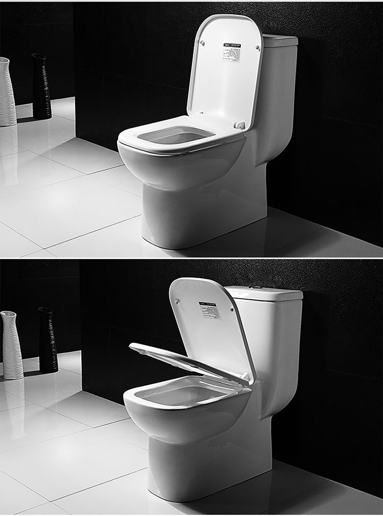 华艺卫浴 马桶坐便器静音缓冲盖板浴室陶瓷一体式喷射式马桶