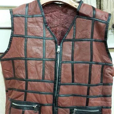 羊皮马甲 冬季加厚保暖中老年羊皮马甲 加大男装马甲羊皮马甲皮草