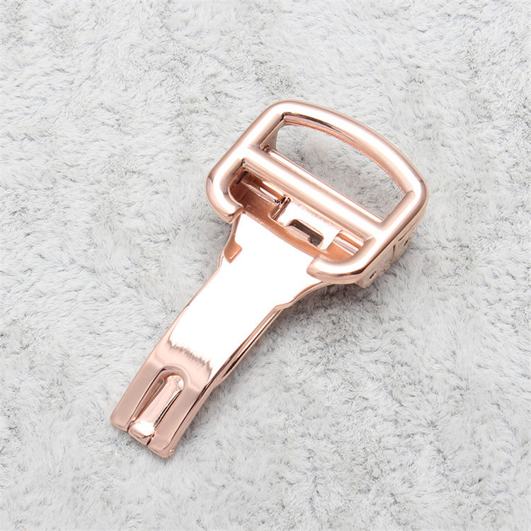 卡扣不锈钢精钢表扣 玫瑰金色折叠扣皮带表扣12 14 16 18 20mm