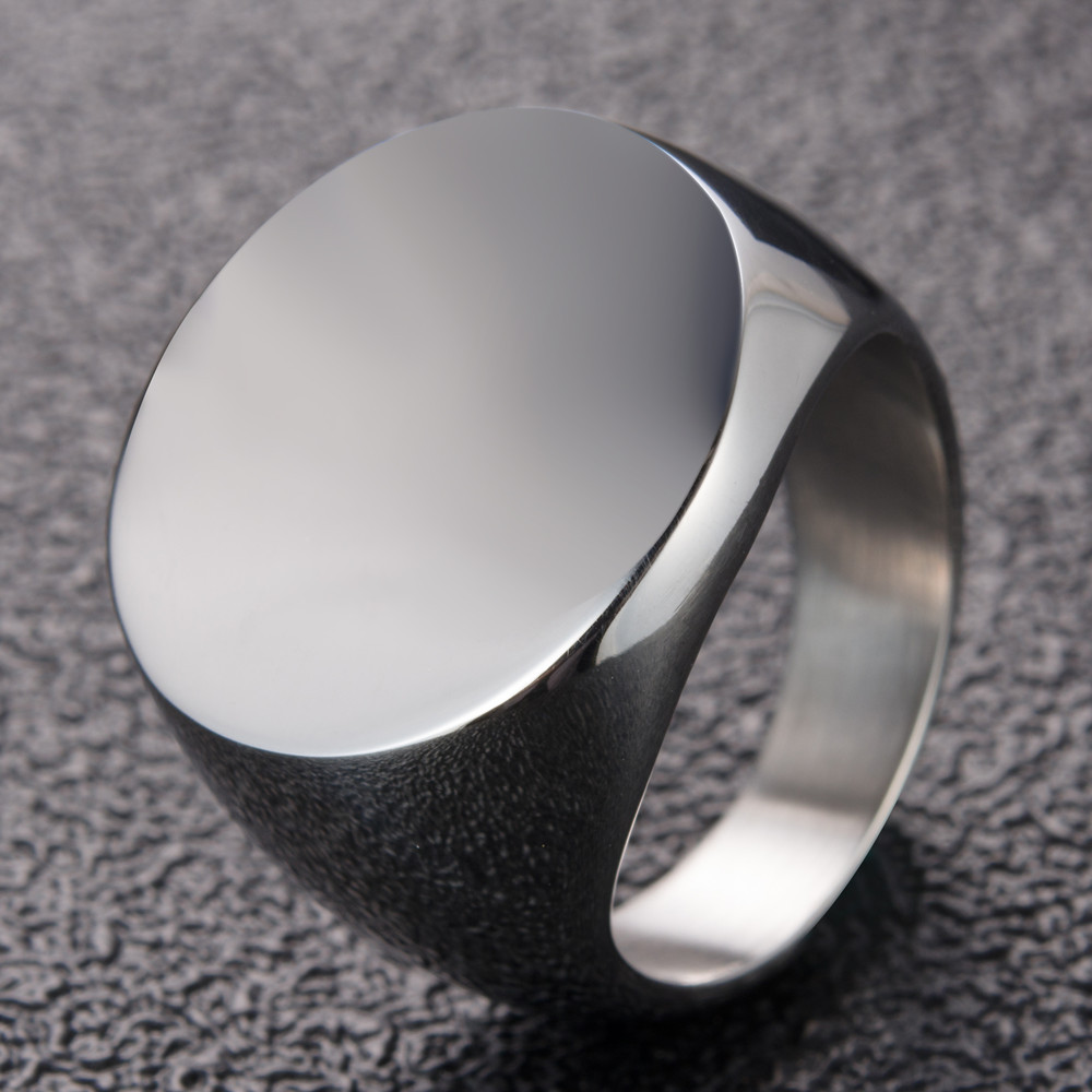 时尚简约光面圆形中性戒指 圆头个性夸张潮流爆款钛钢戒指