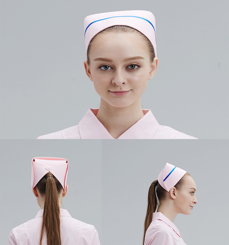 医生白色粉色浅蓝色浅绿色加厚涤卡燕尾带杠护理部主任美容护士帽