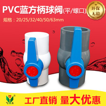 PVC给水配件 蓝柄方柄给水球阀 平口球阀 螺口球阀20-63规格齐全