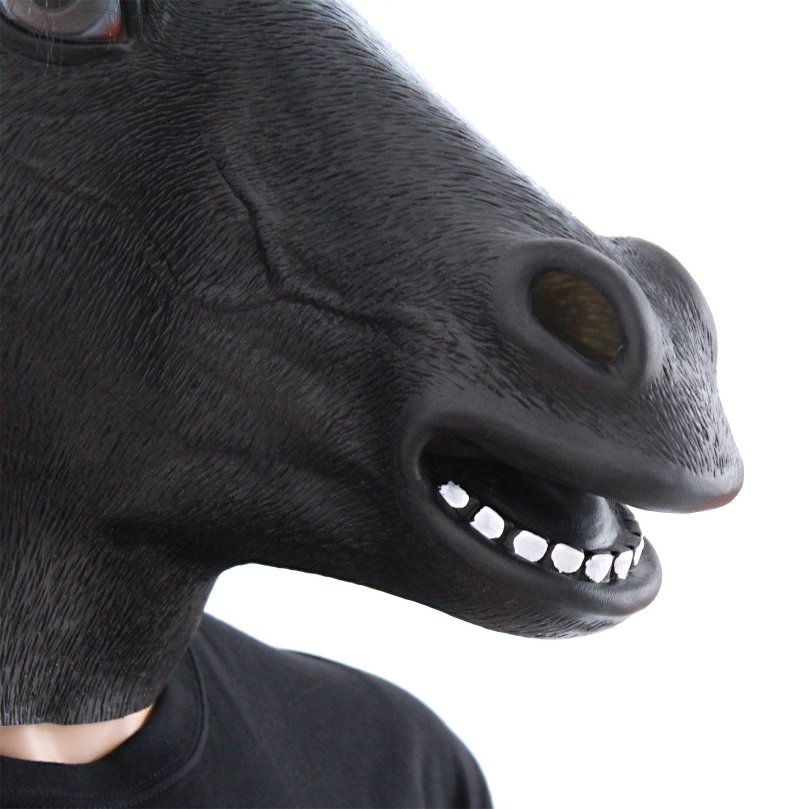 黑马头面具 万圣节 化妆舞会演出masquerade乳胶动物道具厂家直销