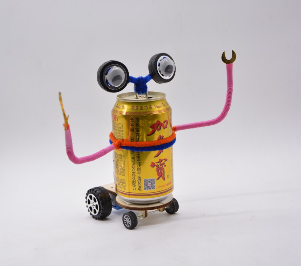 易拉罐机器人 科技小制作电动diy小发明科学实验手工作业拼装玩具