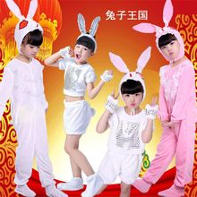 儿童小白兔子演出服动物演出服表演服幼儿兔子舞舞蹈服长袖保暖