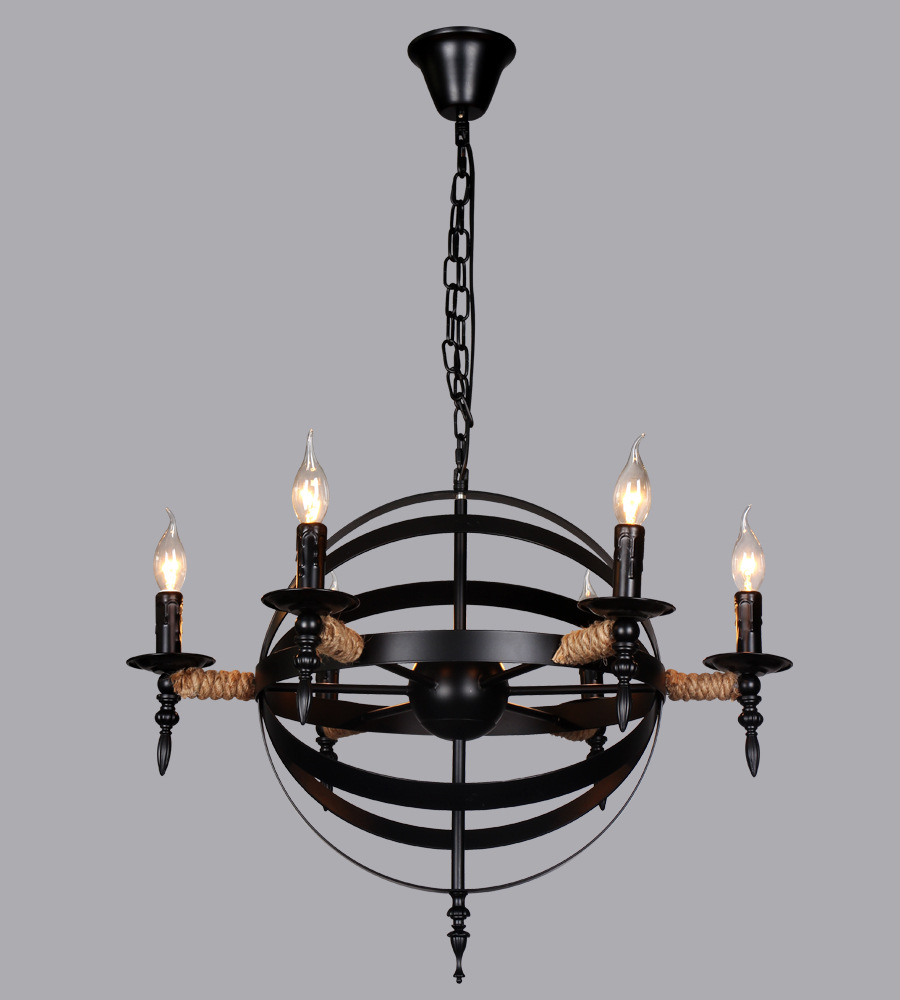 美式乡村餐厅灯创意个性吊灯工业风酒吧loft吧台铁艺复古客厅饭厅