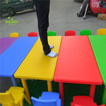 加厚儿童塑料桌椅幼儿园六人桌升降长方桌学生 学习桌 幼儿园桌椅