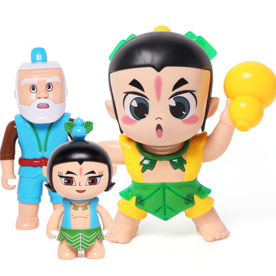 葫芦娃玩具电动声光公仔开窗盒装带爷爷 小公仔卡通动漫玩具批发