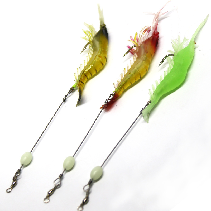 5cm 6g高仿真带钩软饵虾专用路亚饵鱼饵夜钓虾夜光虾