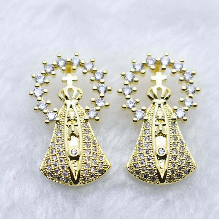 皇冠高档太阳26mm*16mm微镶锆石穿孔连接diy饰品配件