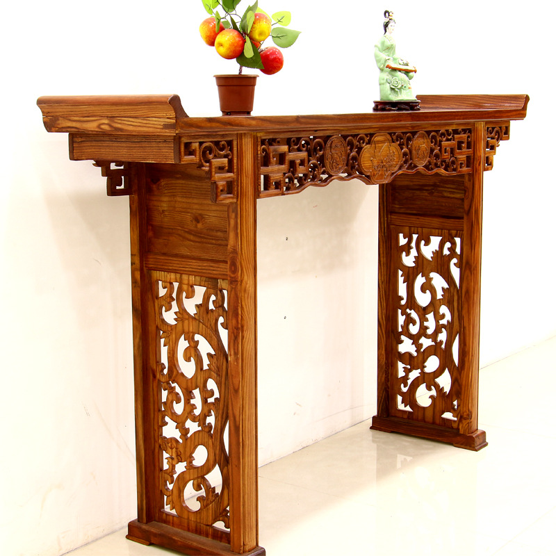 供桌实木佛台供台神台 菩萨桌财神桌 仿古中式条案香案榆木贡台