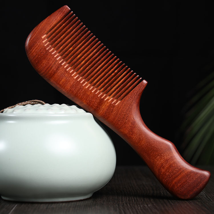 血檀木梳子一体长柄梳短梳 檀木细齿梳子顺发梳木质工艺品批发