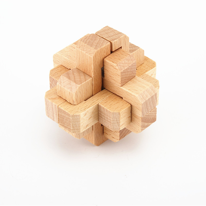 儿童木制玩具榉木孔明锁 成人益智休闲拆解锁榫卯榫小学生鲁班锁