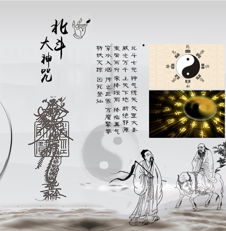 北斗大神咒可转动戒指 钛钢道教八卦转戒 八大神咒护身指环 jz119
