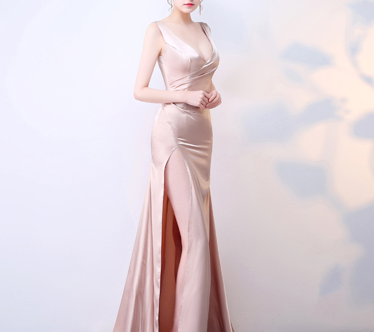 性感修身深v领高开叉露背包臀夜店车模晚宴会晚装修身晚礼服长款