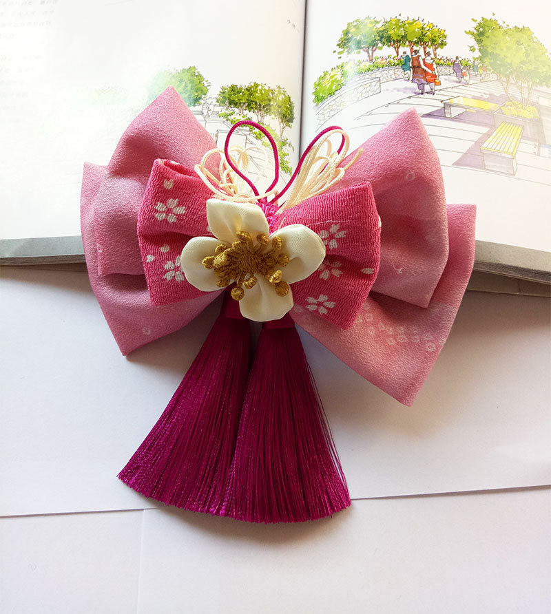 和风发夹边夹日本和服配饰头花日式绉布手工头饰饰品发饰手工布花