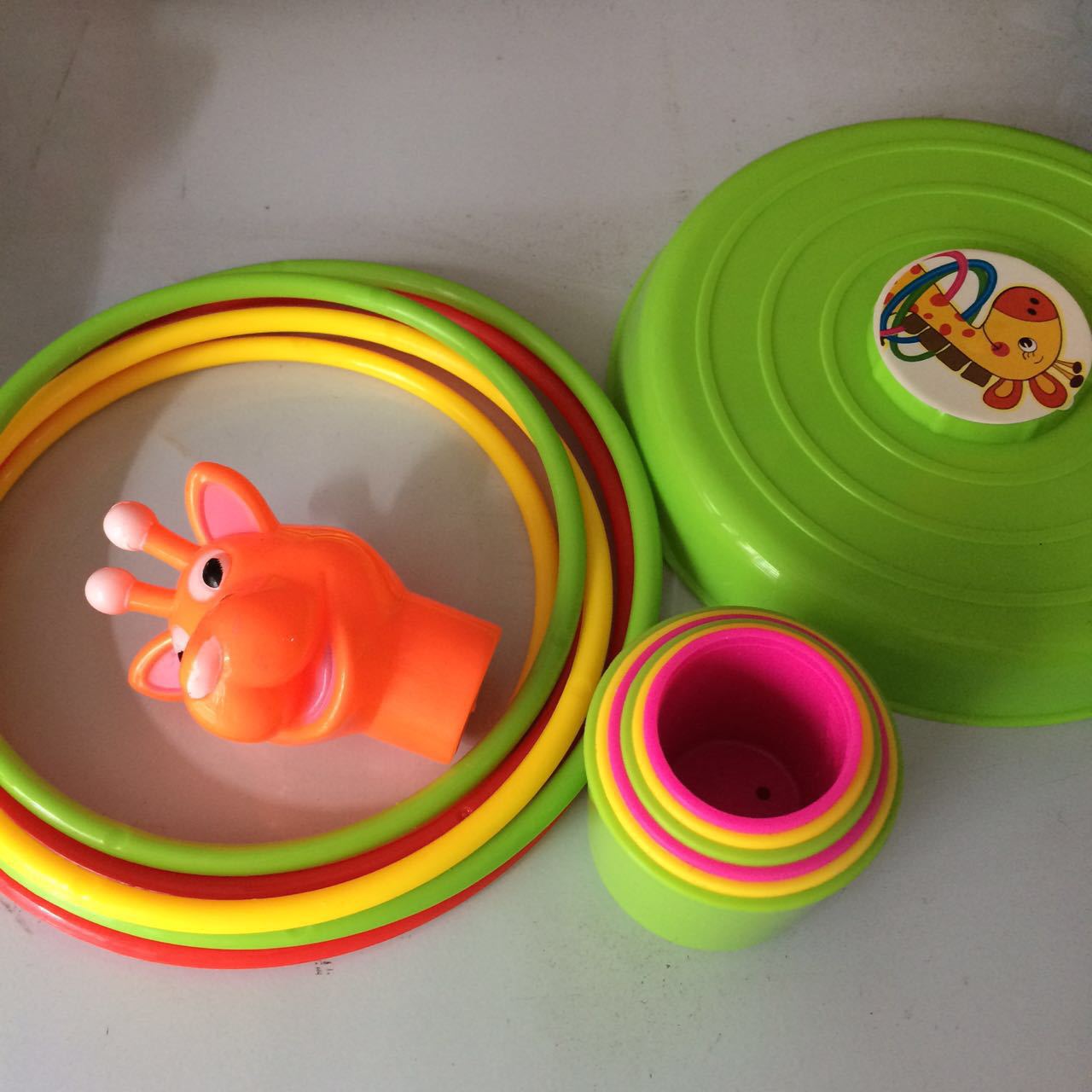 儿童玩具长颈鹿套圈塑料套圈儿童套圈叠高套圈亲子玩具