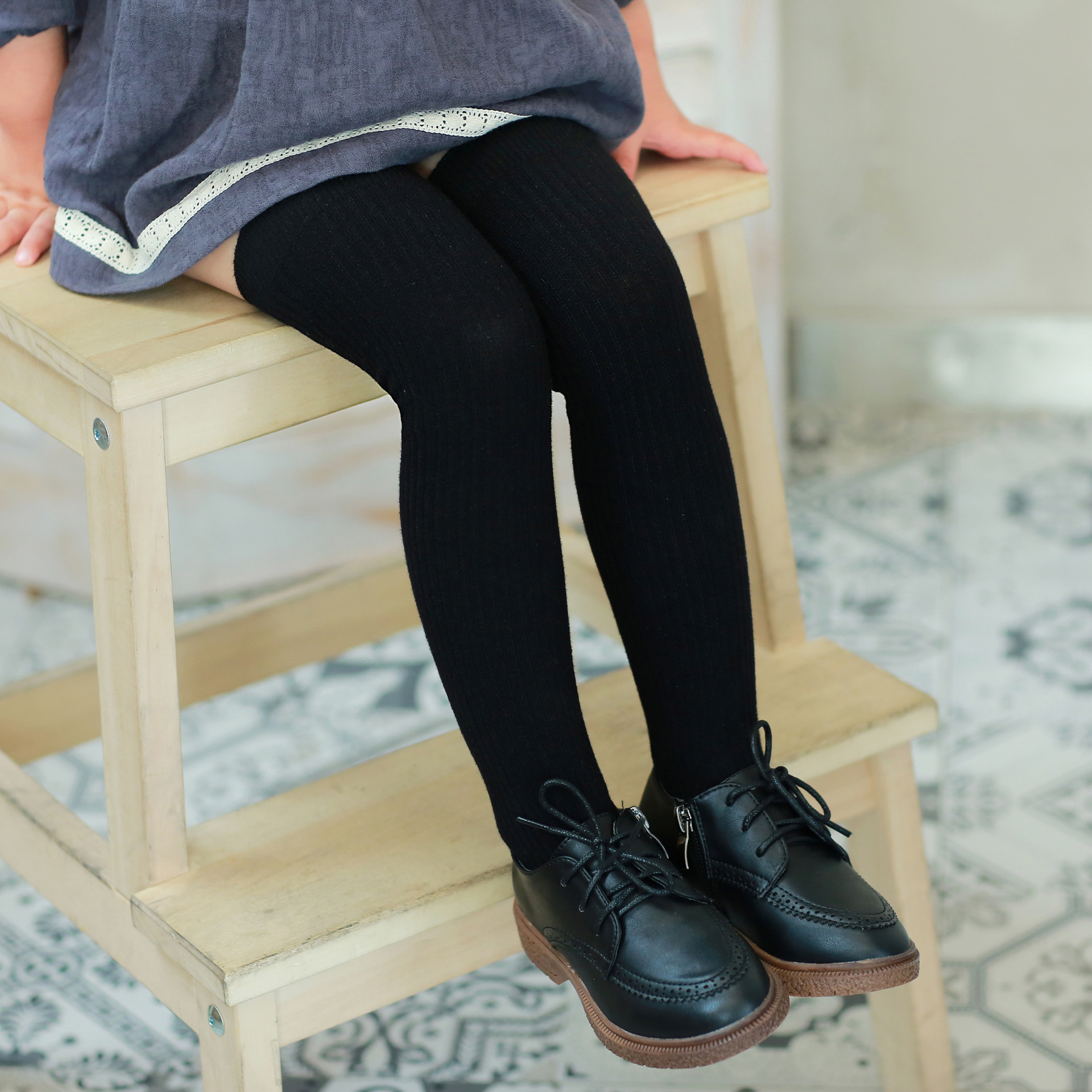 细竖条儿童过膝袜2017秋冬新款纯色长筒袜精梳棉儿童袜子6004