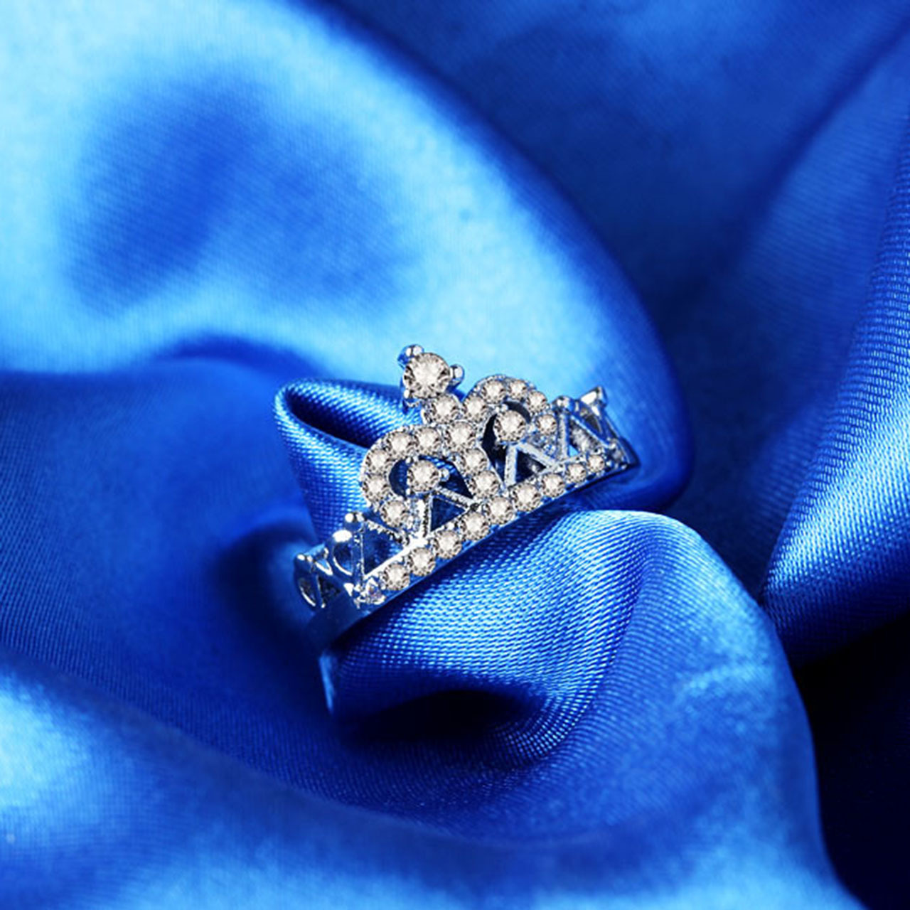 跨境专供手饰欧美戒指环玫瑰金皇冠锆石戒指戒子饰品厂家批发首饰