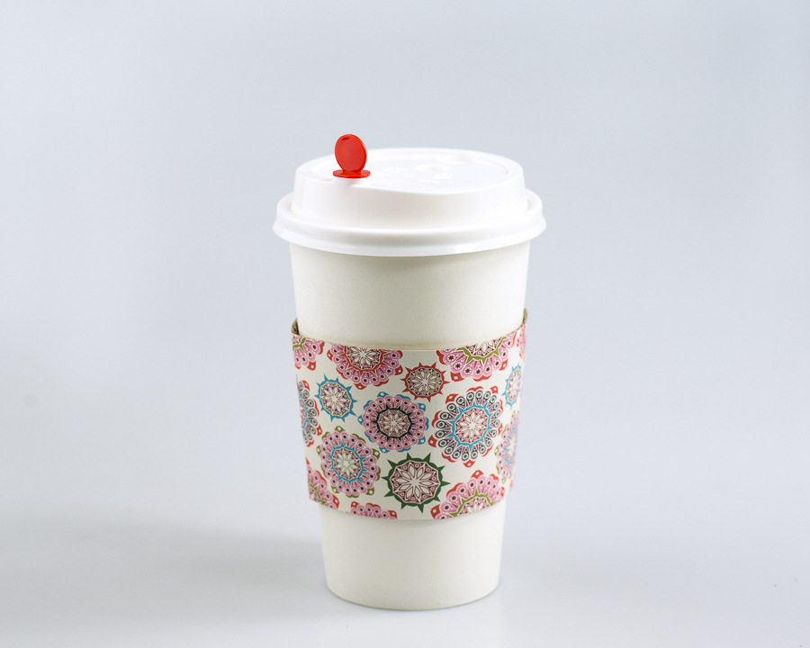 咖啡杯杯套定制logo纸杯托隔热牛皮纸杯套防烫500ml纸杯杯套定做