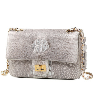 卡梵蒂新款鳄鱼皮单肩女包潮时尚小香风真皮链条小方包简约斜跨包