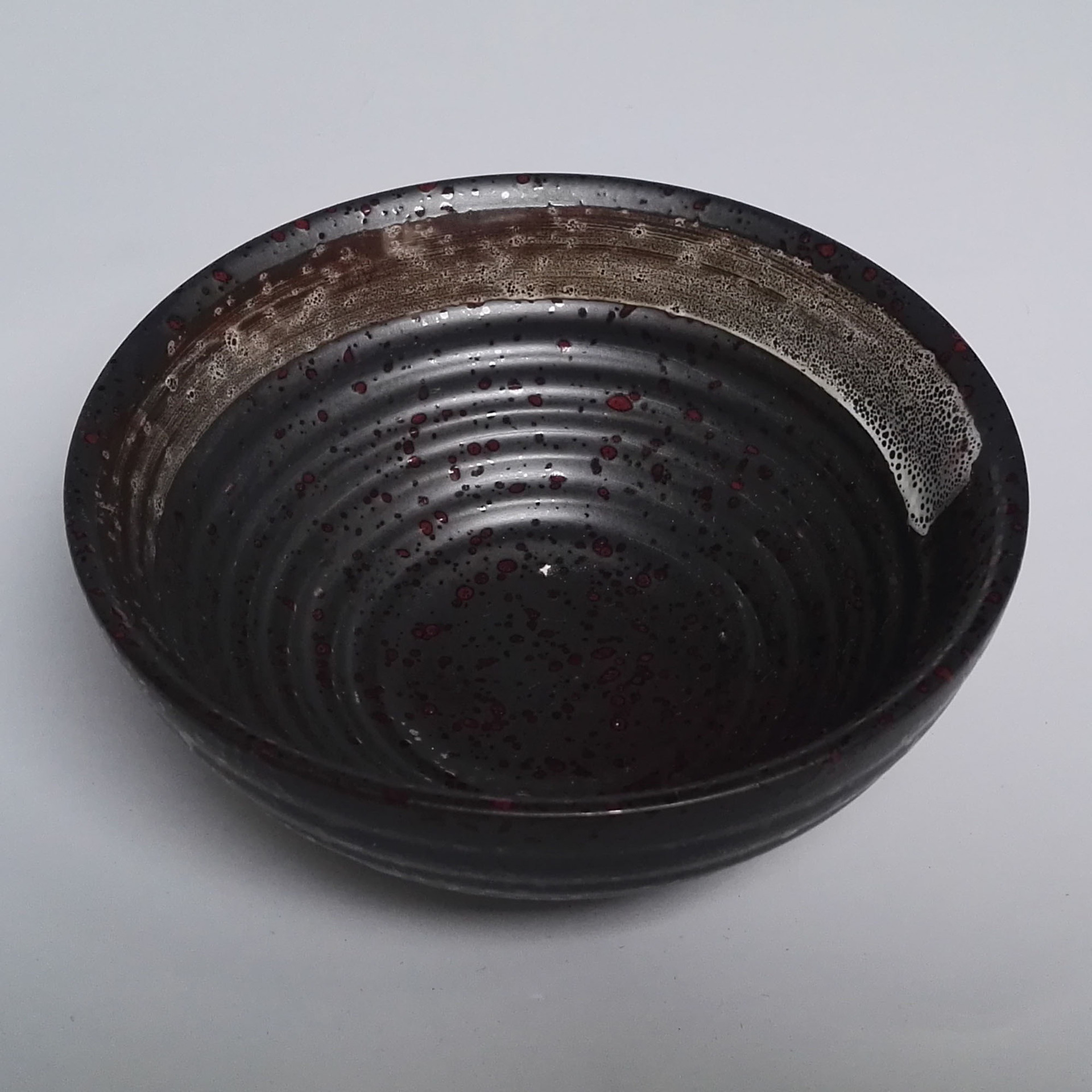 4.5"罗纹饭碗 陶瓷黑色红点日韩式面 汤 甜点 小食点心酱料碗