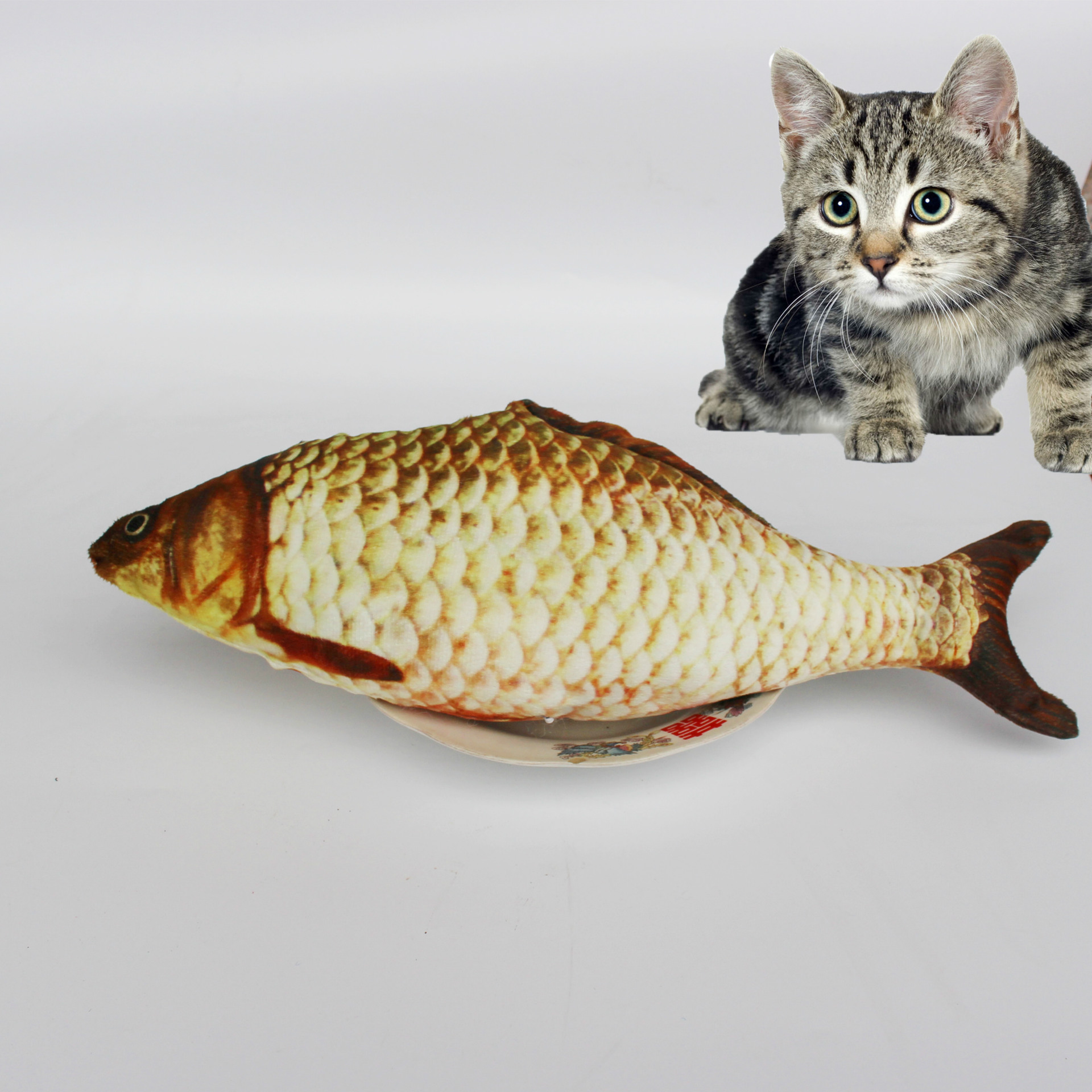 仿真鱼 含猫薄荷 绒猫抱枕鲫鱼 猫咪玩具 宠物玩具厂家直销