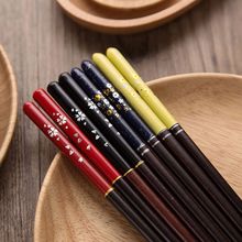 厂家批发日式樱花实木筷子创意 家用餐具尖头筷防滑快子环保木筷