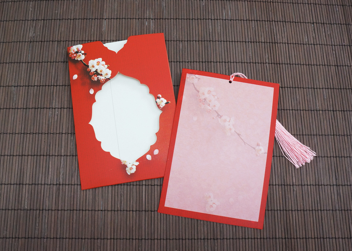 古风唯美缕空卡片抽拉式邀请卡贺卡中国风节日卡片赠品卡小卡片