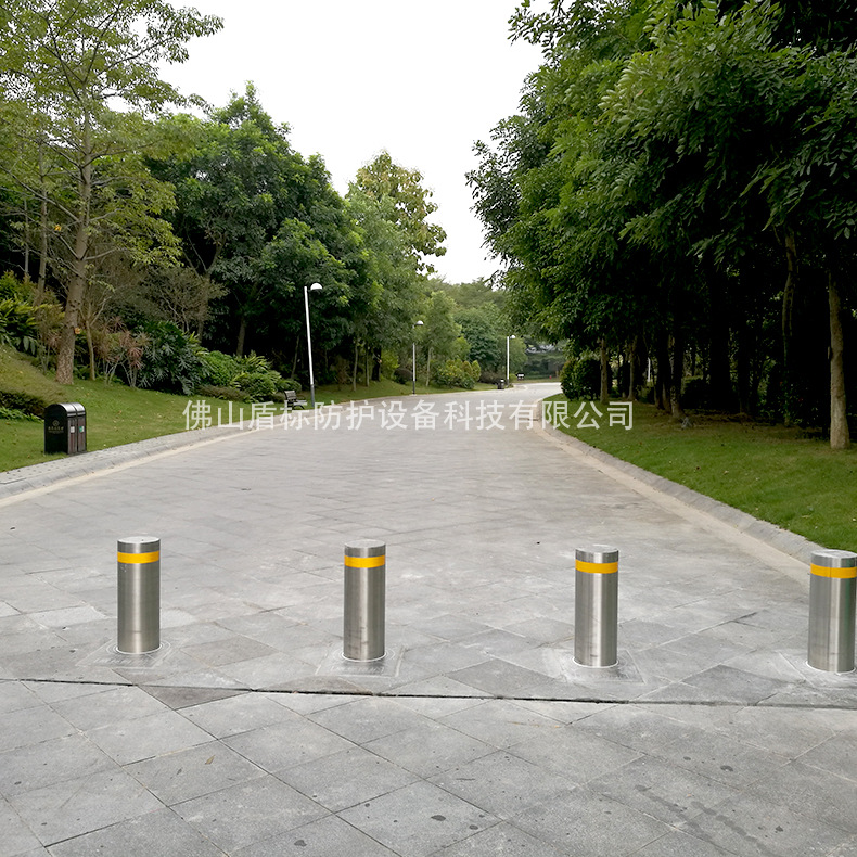 盾标防护厂家直销加强型防撞自动升降柱 遥控伸缩不锈钢止车地桩
