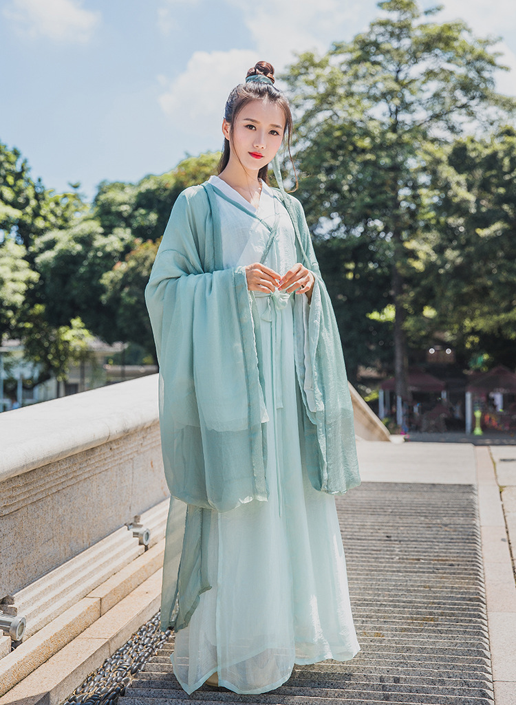 包邮20爆款魏晋清冷风直裾单衣大袖衫男女汉服改良演出服现货0855