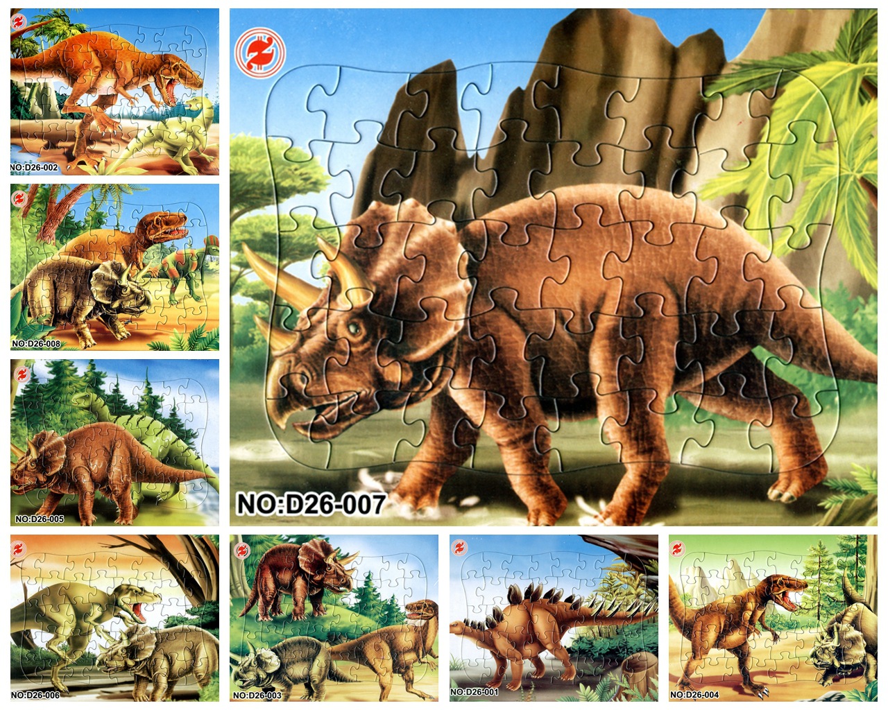 恐龙世界侏罗纪恐龙益智纸制卡通动漫平面拼图 8种图案 40片批发