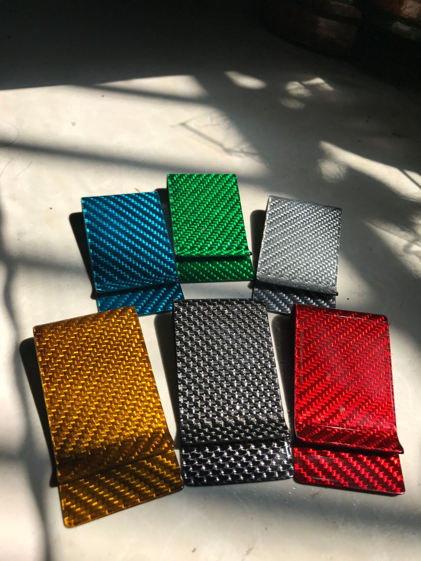 厂家直销支持定制 碳纤维钱夹 彩色电镀外贸出口零钱票据收纳钱夹