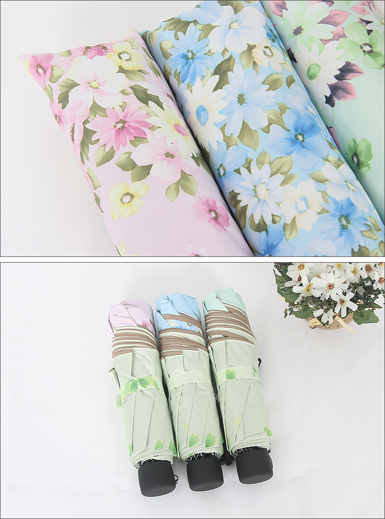 韩国小清新碎花双层太阳伞 折叠女士超强防晒遮阳伞防紫外线