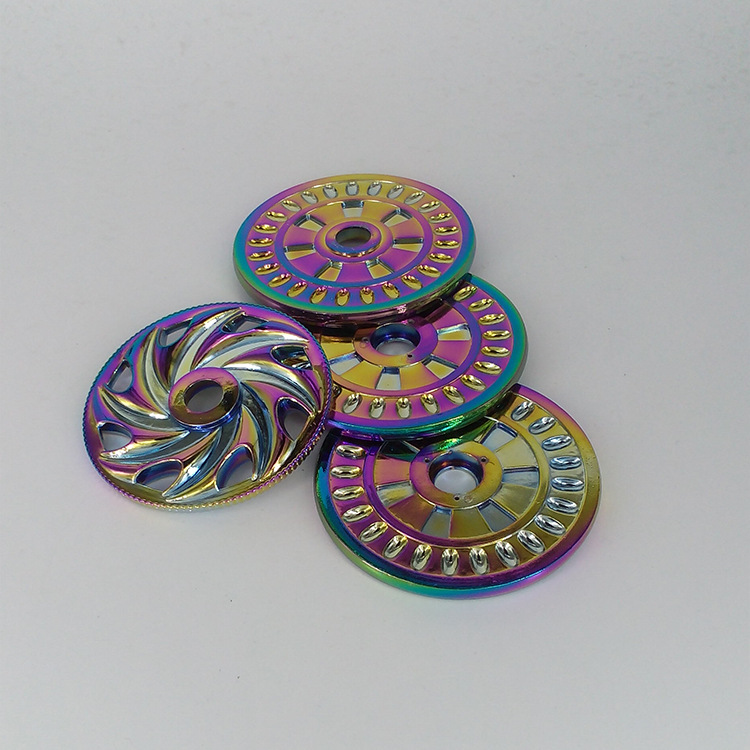 龙岗电镀厂锌合金陀螺电镀彩色真空镀五彩指尖陀螺电镀七彩电镀厂