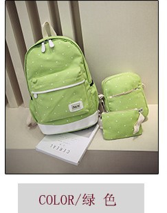 Foreign Trade Polka Dot Three-Piece Bag Outdoor Leisure Canvas Backpack College Style Large Capacity Schoolbag
