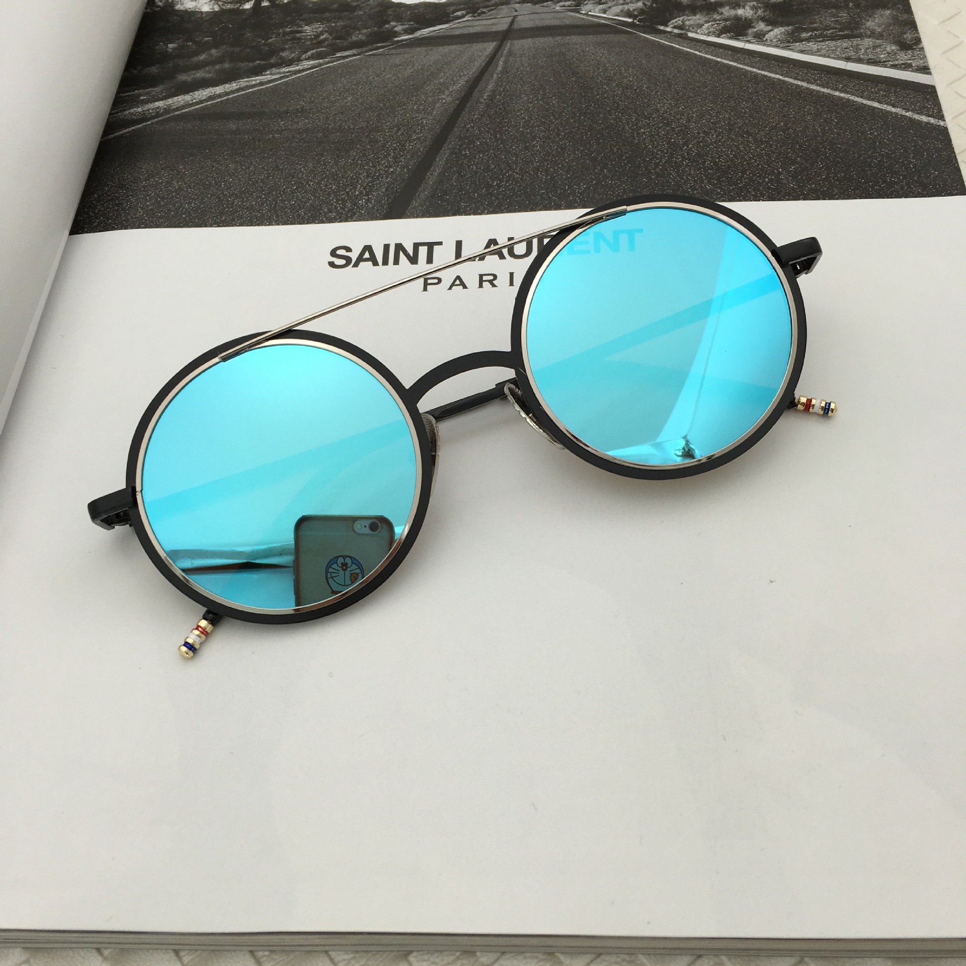 2021新款杨洋明星款时尚圆框金属炫彩太阳镜男女情侣款墨镜沙滩镜