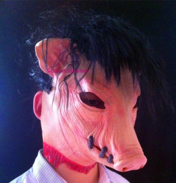 电锯杀人狂惊魂猪八戒面具猪头套西游记搞怪演出派对密室吓人道具