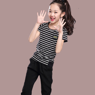 女童夏装2017新款10儿童装休闲套装11大童女装12岁13小孩衣服潮15