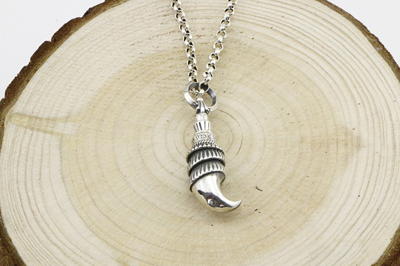 ch朋克风欧美925纯银男士个性海盗弯钩大吊坠 潮霸气泰银项链挂坠