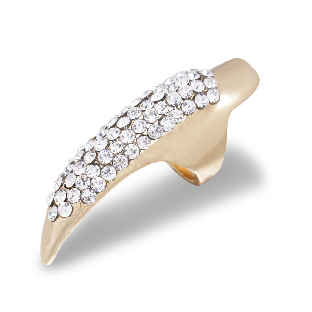 厂家直销欧美时尚饰品 复古奢华镶钻妖姬 鹰爪指甲戒指 定制logo