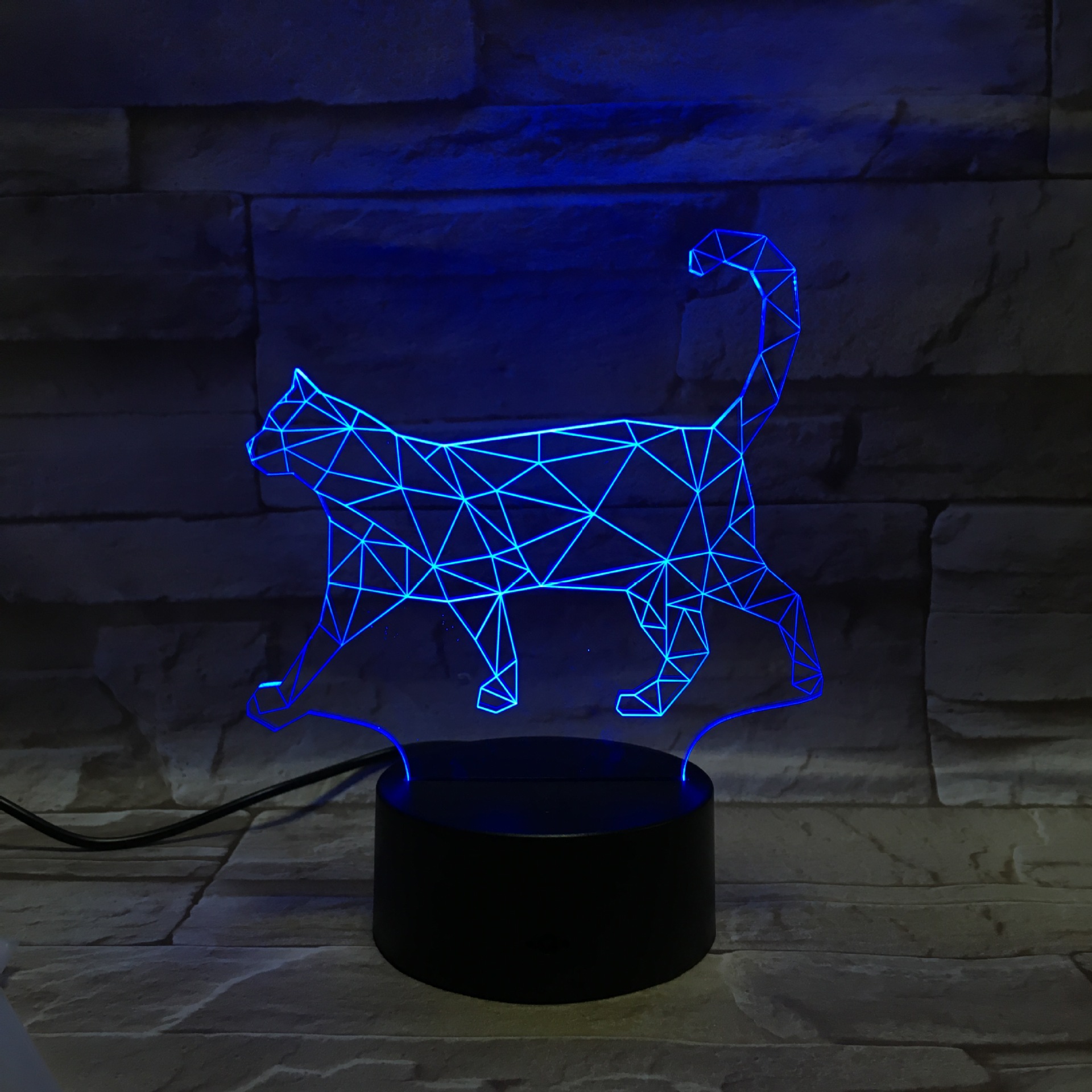 新款行走猫咪3d小夜灯亚克力视觉立体灯led七彩插电式渐变台灯