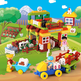 海鹏达小孩玩具 儿童拼装积木大颗粒场景农场厂家批发 diy玩具