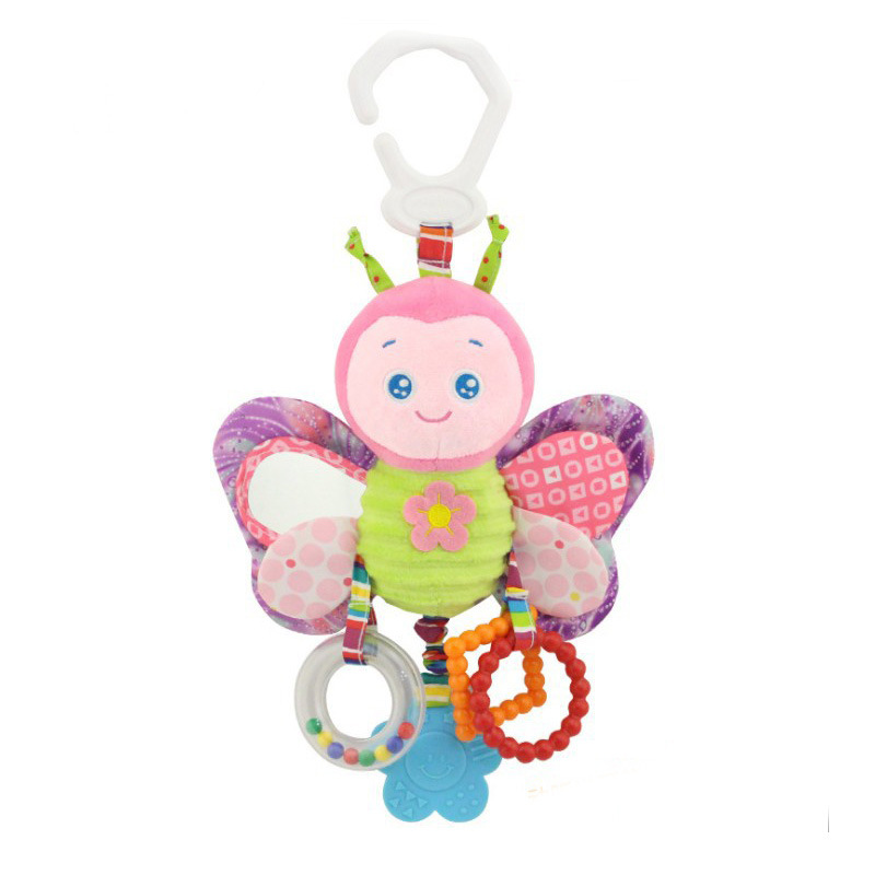 Happy Monkey Baby Bed Bell Rattle Toy Newborn Stroller Pendant Plush Comforter Toy